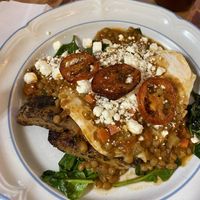 Mt Olympus plate with over hard egg.   at Voula's Greek Sweets in Rochester