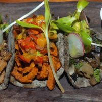 Vegan tacos at La Hoja Verde in Tulum