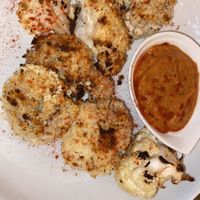 Roasted cauliflower with a very good dipping sauce  at La Hoja Verde in Tulum