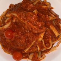 Fettuccini with the worlds best tomato sauce!! at La Hoja Verde in Tulum