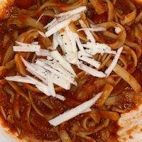 Fettuccini with some vegan cheese at La Hoja Verde in Tulum