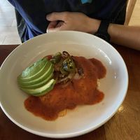 Huevos rancheros  at La Hoja Verde in Tulum