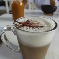Capuccino and juice at La Hoja Verde in Tulum