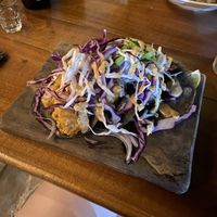 Cauliflower tacos (way too much cabbage!)  at La Hoja Verde in Tulum