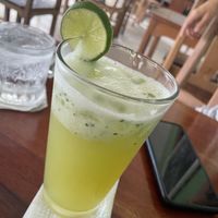 Cucumber mint agua fresca  at La Hoja Verde in Tulum