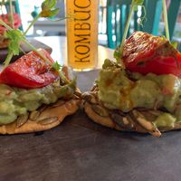 Sopes + kombucha at La Hoja Verde in Tulum