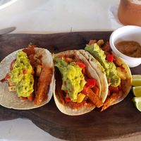 Vegan al pastor tacos at La Hoja Verde in Tulum