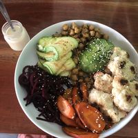 Grilled veg bowl at La Hoja Verde in Tulum
