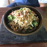Asian noodle dish at La Hoja Verde in Tulum