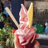 Blackberry icecream at The Secret Garden Cafe in Cardiff