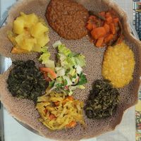 Vegan combo platter at Abyssinia Ethopian Restaurant in Indianapolis