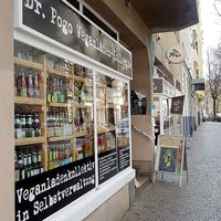 Exterior of location, street view (direction from Richardplatz towards Karl-Marx-Platz) at Dr. Pogo in Berlin