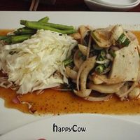 Mushroom Salad with Cabbage, sprinkled with crunchy ground roasted rice and spicy sauce. at Hum Vegetarian - District 3 in Ho Chi Minh City