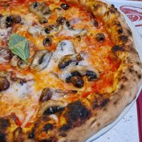 Sausage pizza without sausage... at Sazi e Sani in Catania