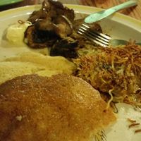 Pancakes, hash browns and eggplant bacon at Bragg's Factory Diner in Phoenix