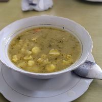 Corn and potato soup at Restaurante Vegetariano Zuvar in Puyo