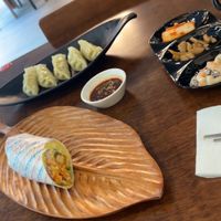 The “chicken” wrap and dumplings are sooo good   at Vegan Kitchen - 비건 키친 in Seoul