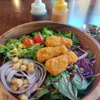 Chicken poke bowl with 2 dressings at Vegan Kitchen - 비건 키친 in Seoul