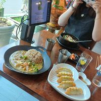 Rice with Curry, Fried dumplings and Dolsot Bibimpap at Vegan Kitchen - 비건 키친 in Seoul