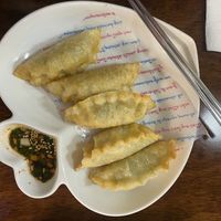 Fried dumplings (they were filled with a soy meat mixture)  at Vegan Kitchen - 비건 키친 in Seoul