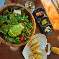 Fresh salad and mandu at Vegan Kitchen - 비건 키친 in Seoul