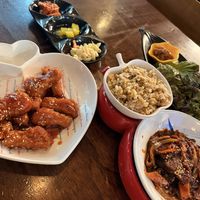 Beef with Rice and vegetables and chicken with seasonal sauce!   at Vegan Kitchen - 비건 키친 in Seoul