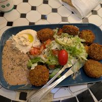 Falafel teller: Basic salad with too much lemon. Very tasty falafel. 3/5.
 at Falafel Salam in Berlin