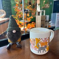 Salted caramel oat milk latte  at Aristocat Cafe in Harrisonburg