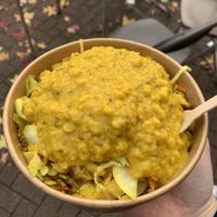 Vegan roti with dal  at Ceylon Spicy Caterers in Oxford