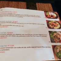 part of the veg menu at Krapook Khao in Sao Paulo