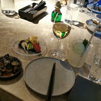 Smashed cucumbers och vegan sushi. 5-course vegan tasting menu. at Berns Asiatiska in Stockholm