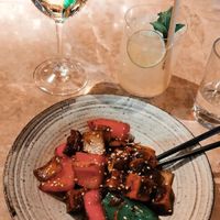 Stir fried vegetables and tofu. Served with rice. 5-course vegan tasting menu. at Berns Asiatiska in Stockholm