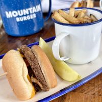 Split Manzanita burgerrs  at Mountain Burger  in Bend
