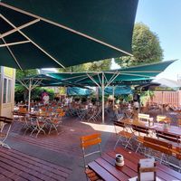 Beer garden   at Alter Bahnhof Oberkassel in Dusseldorf