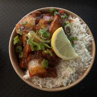 Jackfruit Devil with rice  at Ayubowan Street Food - Sheffield in Sheffield