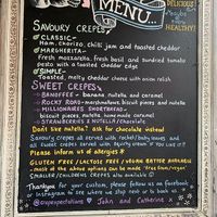 Menu august 2023 at Crepe Expectations in Bishop Auckland