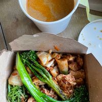 Spicy Tan Tan Men - 
noodles, spicy miso broth, spicy ground tofu, seasonal greens, house kimchi, scallion
(Can make gluten-free. Be sure to ask for vegan.) at Momona in Chico