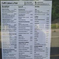 Menu at Caban-Y-Pair in Betws-y-coed