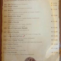 Die vegane Seite der Speisekarte at Yogi's Indisches Restaurant in Donauwoerth