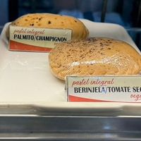 Pastéis veganos integrais de palmito/champignon e berinjela/tomate seco  at Fazenda Paradiso Café in Rio De Janeiro