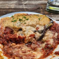 Moussaka: Bean and quinoa ragu, with thyme, tomato, garlic, roasted eggplant and bechamel sauce at Ory's Falls Creek in Falls Creek