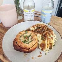 Steak pie and cheese mash at The Pie Box Cafe in Cardiff