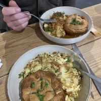 Tip top vegan pies with fancy mash  at The Pie Box Cafe in Cardiff