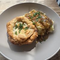 Chickn & leek pie with mash  at The Pie Box Cafe in Cardiff