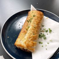 Vegan sausage roll  at The Pie Box Cafe in Cardiff