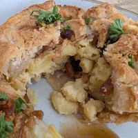 Inside the Mac and cheese pie. at The Pie Box Cafe in Cardiff