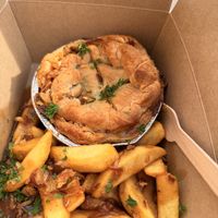 Amazing vegan pies. I had the Cheezy Veg pie with chips & it was amazing. Thank you guys.  at The Pie Box Cafe in Cardiff