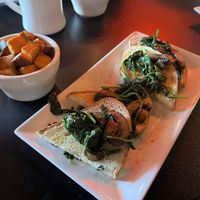 Spinach and mushrooms on sourdough with sweet potatoes  at The Breakfast Spot in Lake George