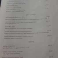 Separate vegan menu at The Priory Hotel in Beauly