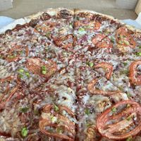 The “vegan” without mushrooms or black olives  at Lighthouse Pizza in Corolla